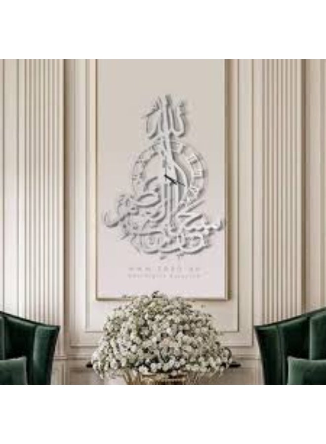 EMAAZZ LLC Modern Islamic Acrylic Wall Clock with Arabic Calligraphy Luxury Vertical Silent Wall Art Décor for Living Room Dining Area Bedroom Office and Prayer Space - Image 3